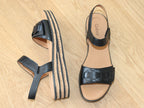 Sandales en cuir noir Gabor et petit compensé