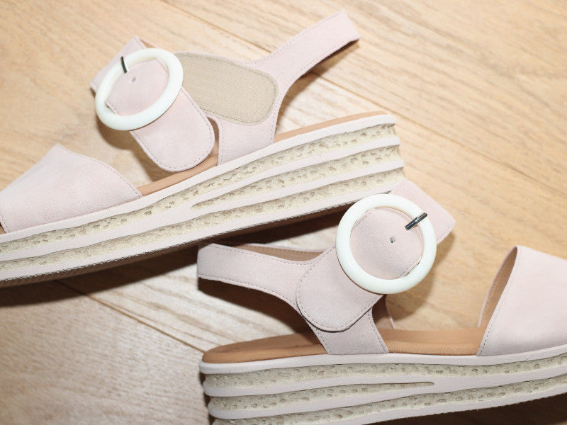 Sandales plateforme Gabor en cuir rose Nude