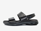 Sandales sport en cuir noir et double brides Tarifa