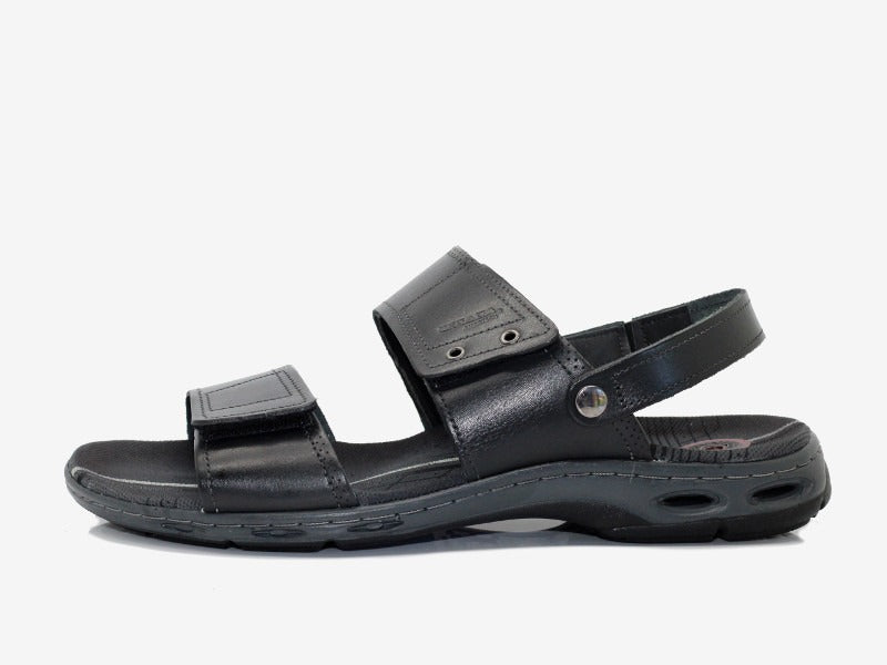 Sandales sport en cuir noir et double brides Tarifa