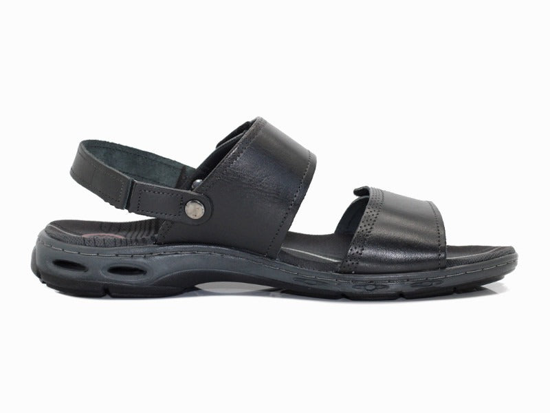 Sandales sport en cuir noir et double brides Tarifa