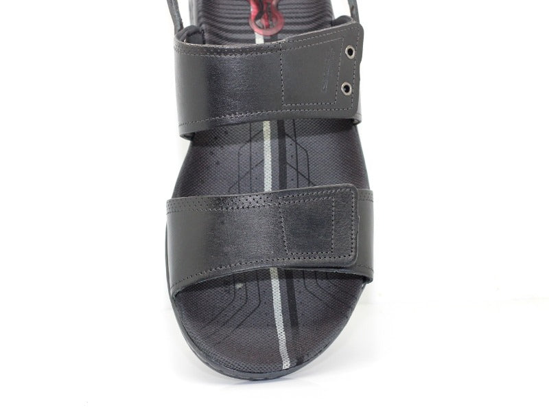 Sandales sport en cuir noir et double brides Tarifa