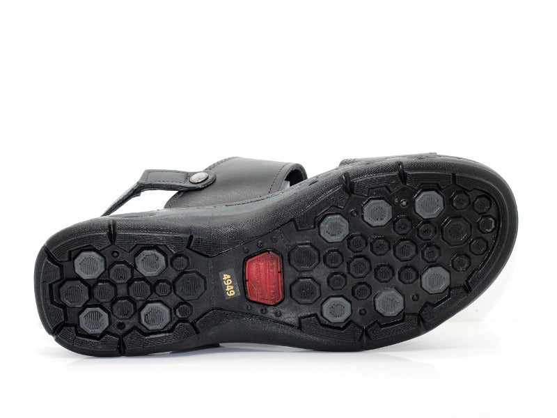Sandales sport en cuir noir et double brides Tarifa