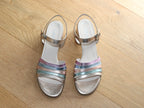 Sandales à talon Gabor en cuir doré et lanières multicolore
