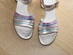 Sandales à talon Gabor en cuir doré et lanières multicolore