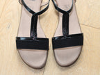 Sandales plates Geo Reino en cuir et verni noir