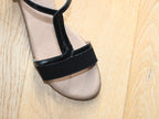 Sandales plates Geo Reino en cuir et verni noir