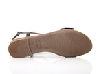 Sandales plates Geo Reino en cuir et verni noir