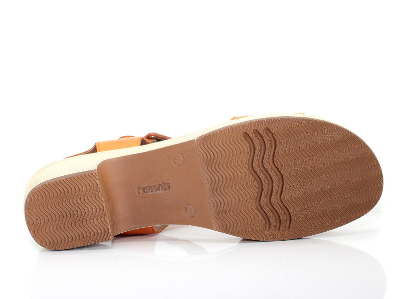 Sandales à talon esprit sabot en cuir orange