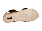 Sandales à talon compensé en cuir noir et gris argent