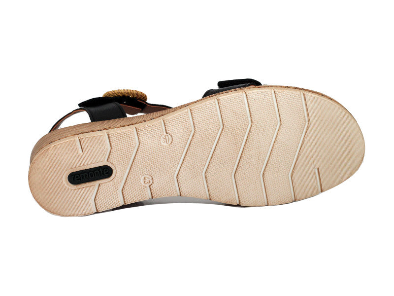 Sandales à talon compensé en cuir noir et gris argent
