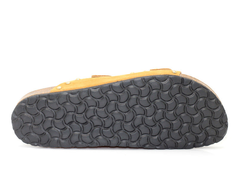 Sandales double brides en cuir velours cloutées