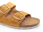 Sandales mule en cuir velours camel