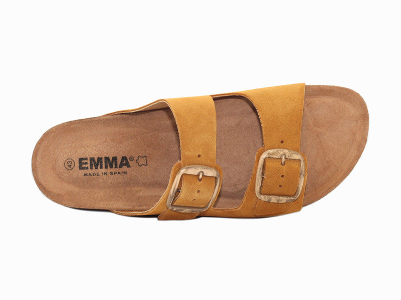 Sandales mule en cuir velours camel