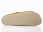 Sandales mule en cuir velours camel