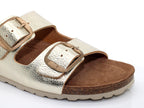Sandales mule en cuir doré
