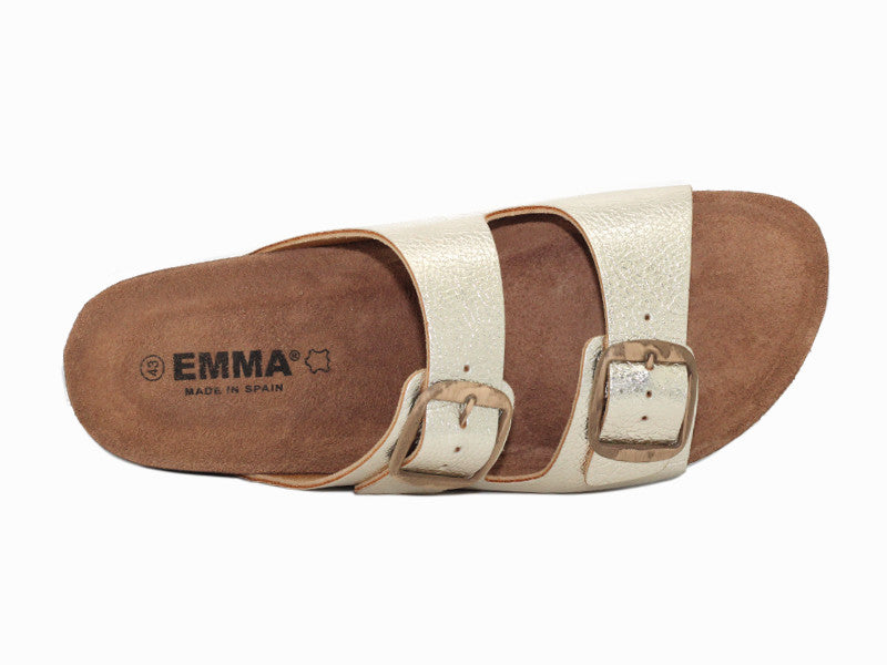 Sandales mule en cuir doré