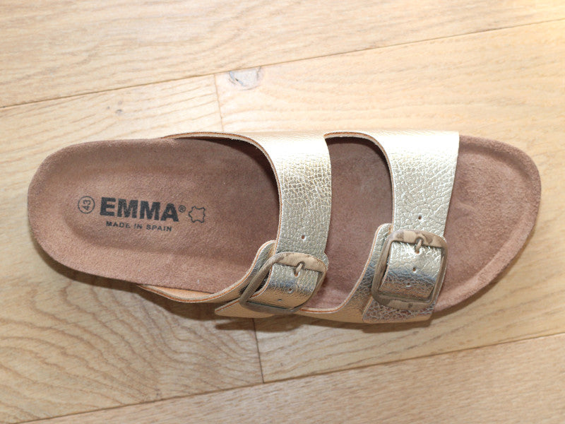 Sandales mule en cuir doré