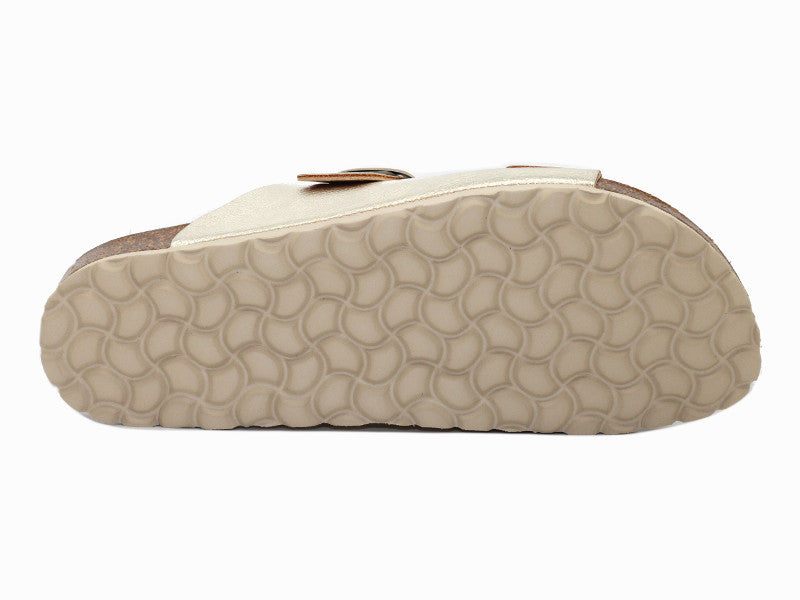 Sandales mule en cuir doré