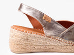Espadrilles compensées en cuir platine Bernia