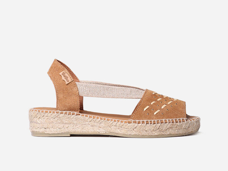 Espadrille petit compensé en cuir naturel Edith