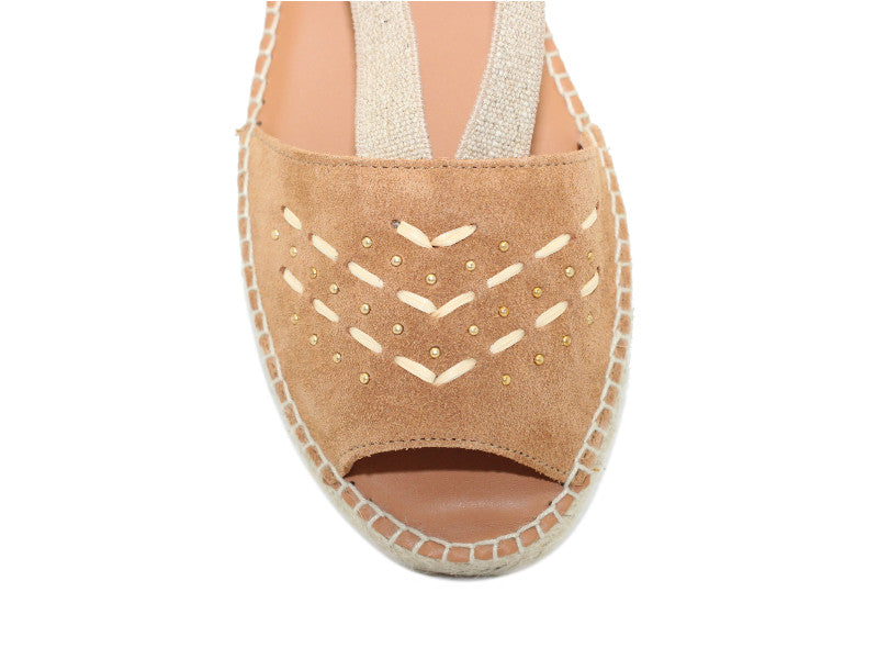 Espadrille petit compensé en cuir naturel Edith