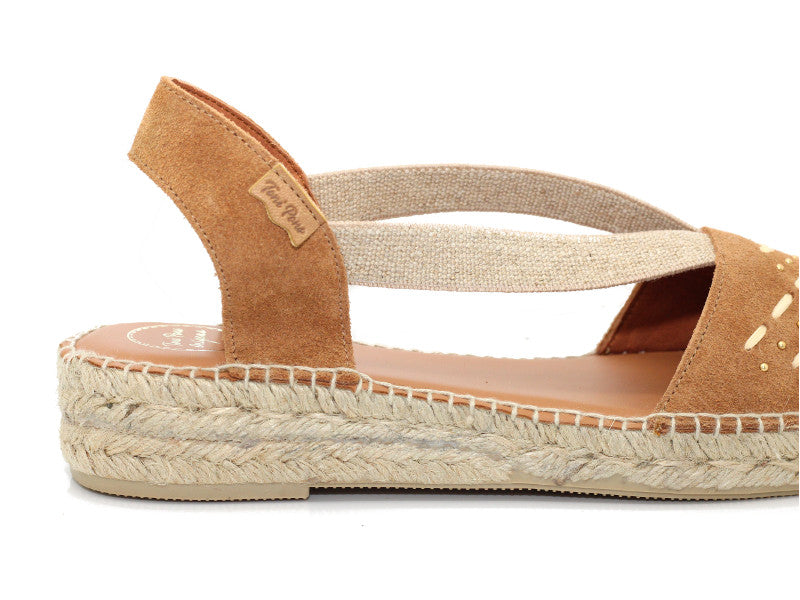Espadrille petit compensé en cuir naturel Edith
