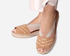Espadrille petit compensé en cuir naturel Edith