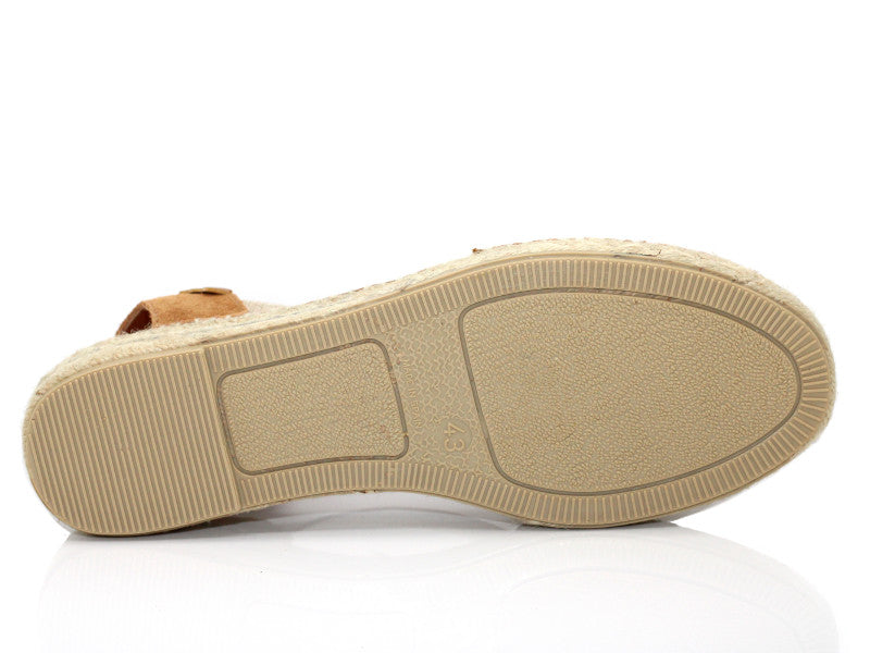 Espadrille petit compensé en cuir naturel Edith