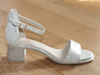 Sandales à talon en cuir doré Romy