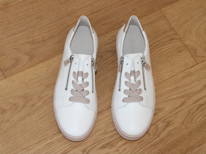 Tennis en cuir blanc, rose et or Gabor