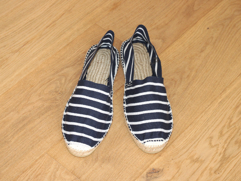 Espadrilles en coton rayé bleu marine et blanc Getaria