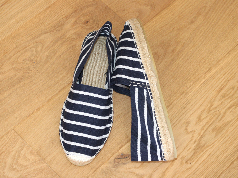 Espadrilles en coton rayé bleu marine et blanc Getaria