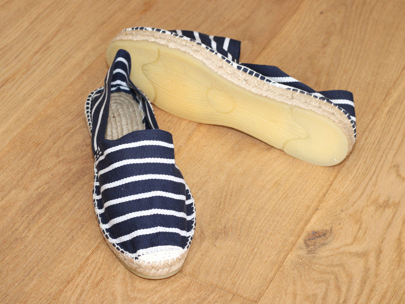 Espadrilles en coton rayé bleu marine et blanc Getaria