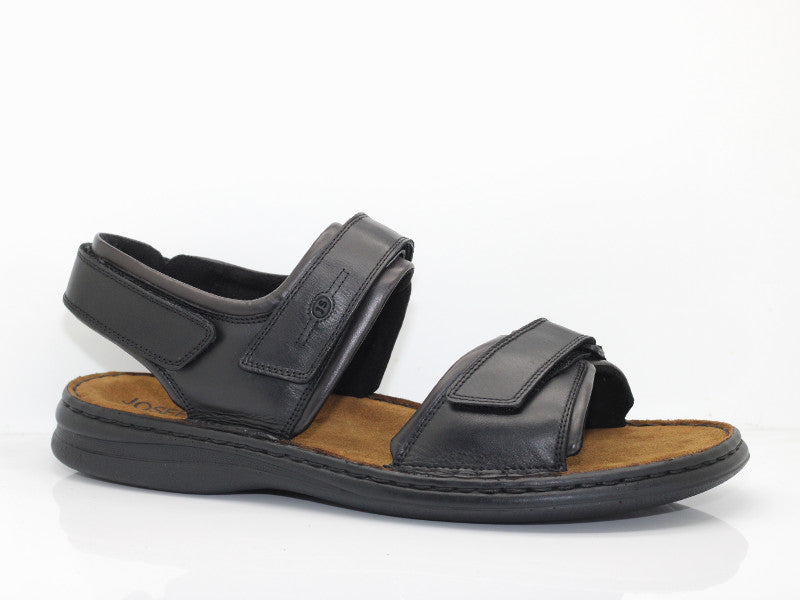 Sandales Rafe en cuir noir et 3 brides réglables