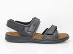 Sandales Rafe en cuir noir et 3 brides réglables