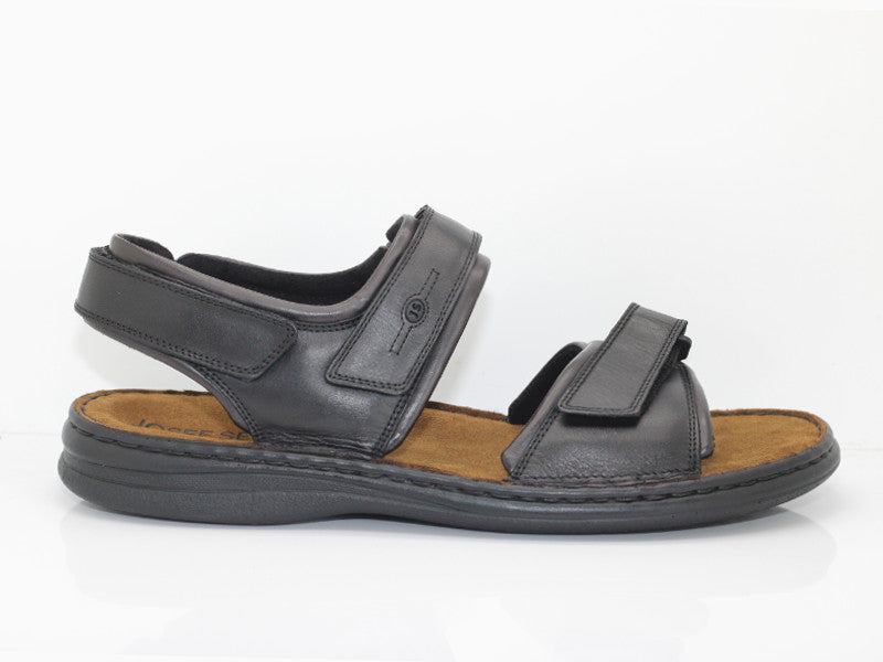 Sandales Rafe en cuir noir et 3 brides réglables