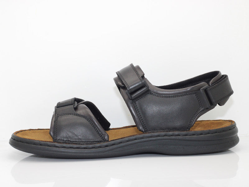 Sandales Rafe en cuir noir et 3 brides réglables