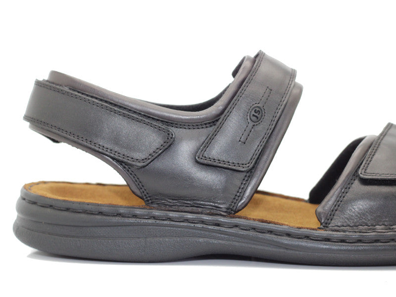 Sandales Rafe en cuir noir et 3 brides réglables
