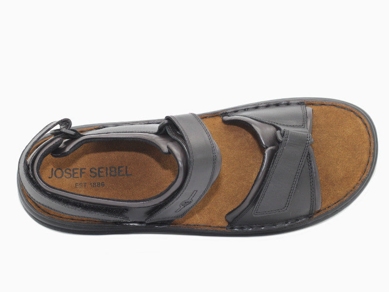 Sandales Rafe en cuir noir et 3 brides réglables