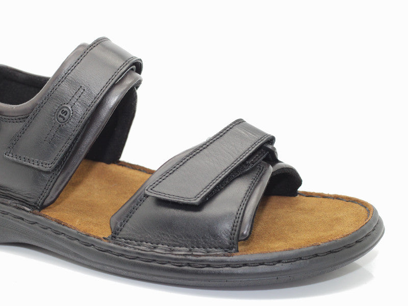 Sandales Rafe en cuir noir et 3 brides réglables