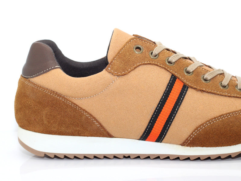 Baskets en toile et cuir marron camel Polo