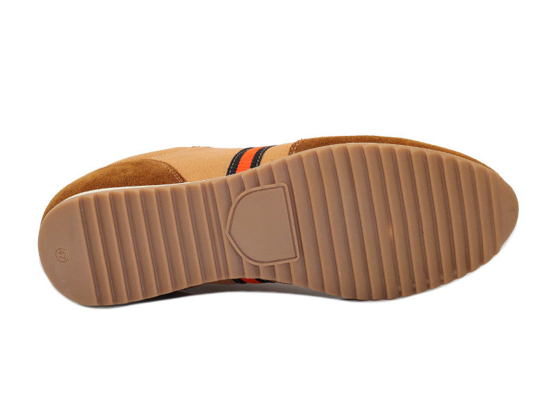 Baskets en toile et cuir marron camel Polo