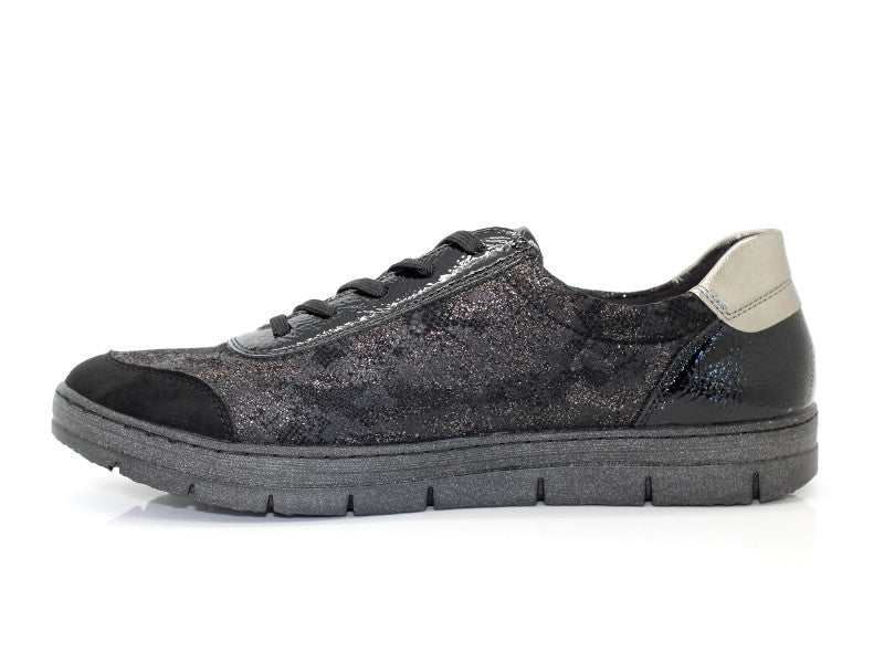 Tennis Remonte en stretch et cuir noir Swann