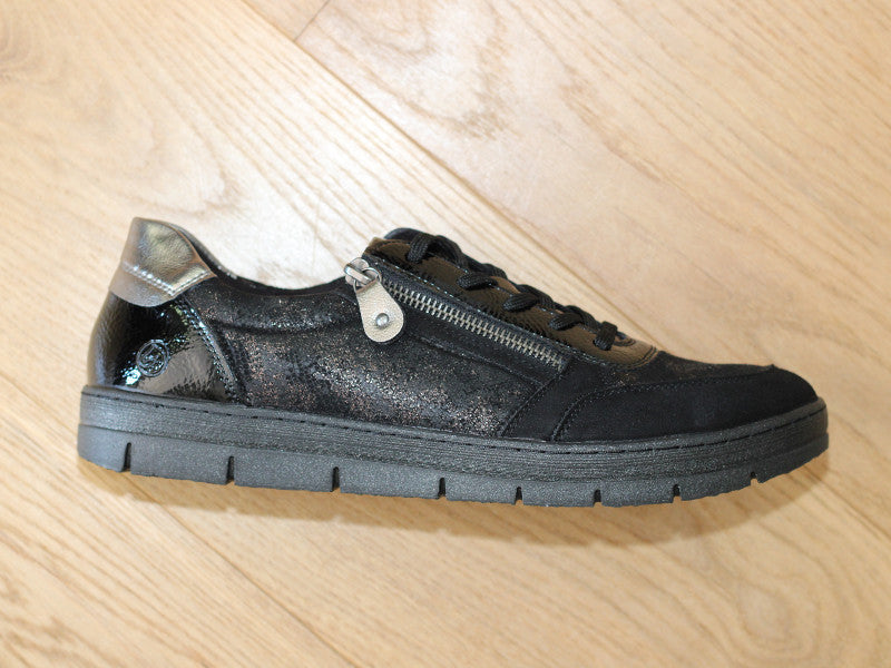 Tennis Remonte en stretch et cuir noir Swann