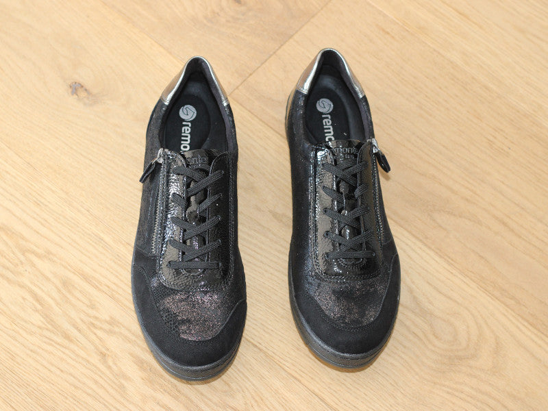 Tennis Remonte en stretch et cuir noir Swann