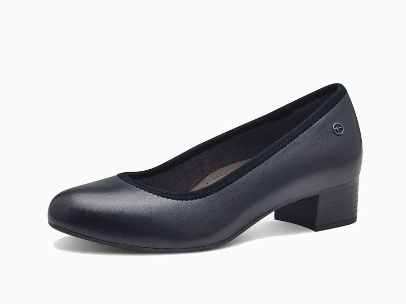 Escarpins petit talon Tamaris en cuir bleu marine