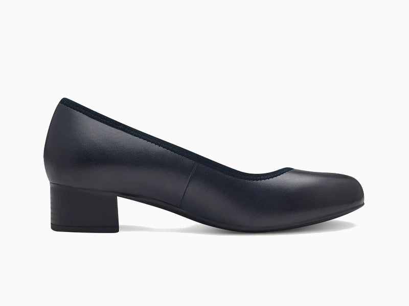Escarpins petit talon Tamaris en cuir bleu marine