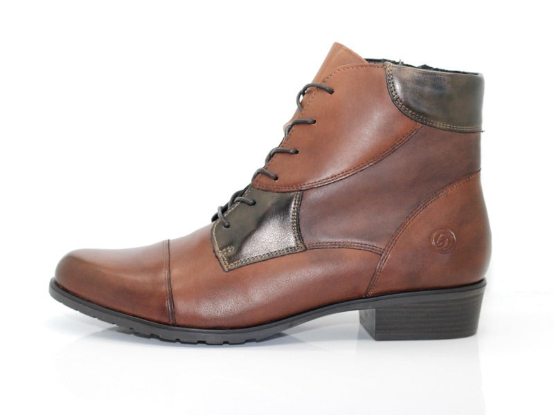 Bottines à lacet Remonte en cuir brun