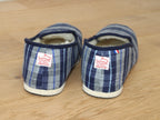 Charentaises traditionnelles en laine écossais bleu Silky